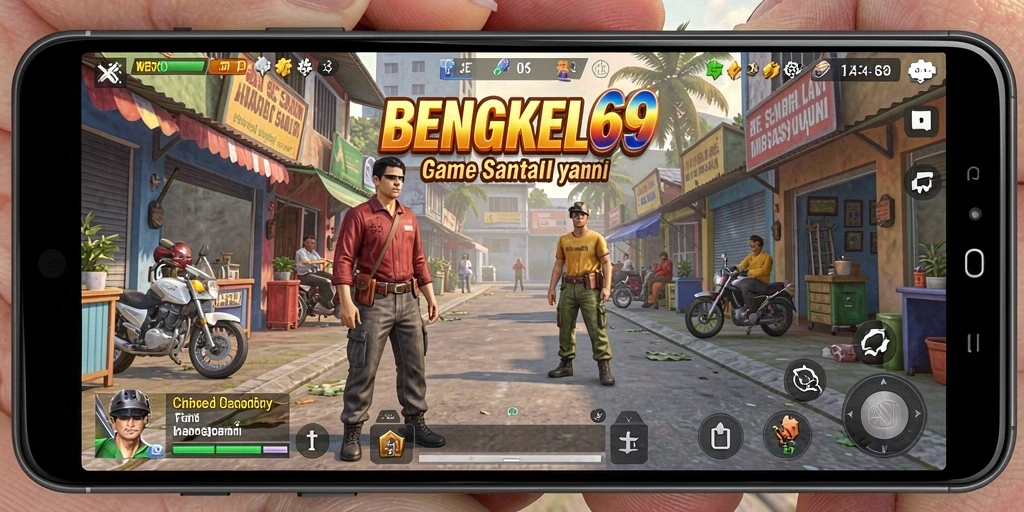 Tampilan screenshot dari gameplay BENGKEL69 yang seru dan penuh warna.