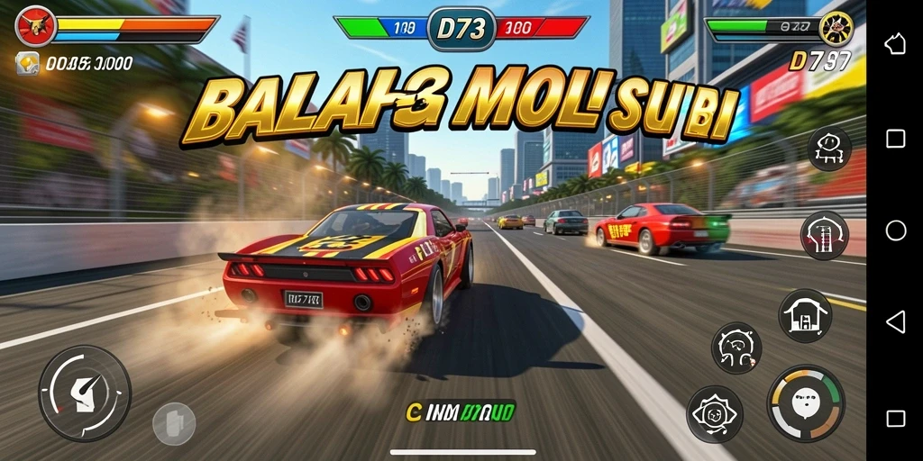 Tampilan gameplay balap mobil yang seru dan mendebarkan di D73.