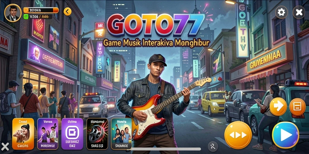 Screenshot gameplay <strong>GOTO77</strong> menampilkan suasana permainan musik yang seru.