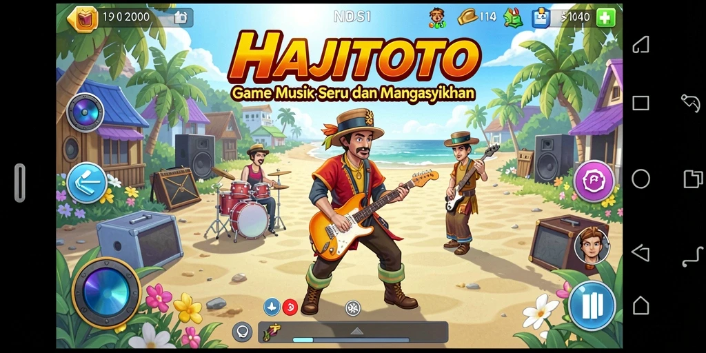 Tampilan gameplay menarik dalam HAJITOTO dengan alat musik.
