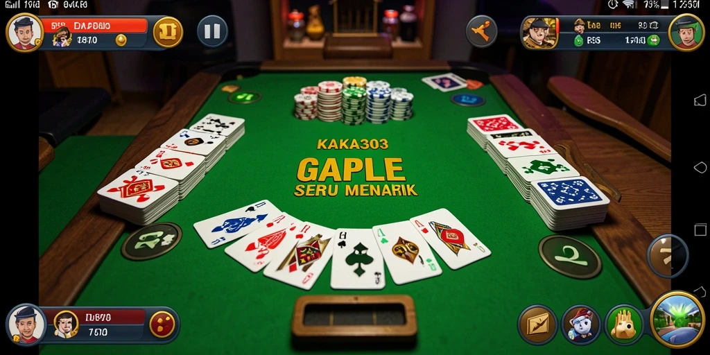 Screenshot gameplay KAKA303 yang menampilkan suasana permainan Gaple yang seru.