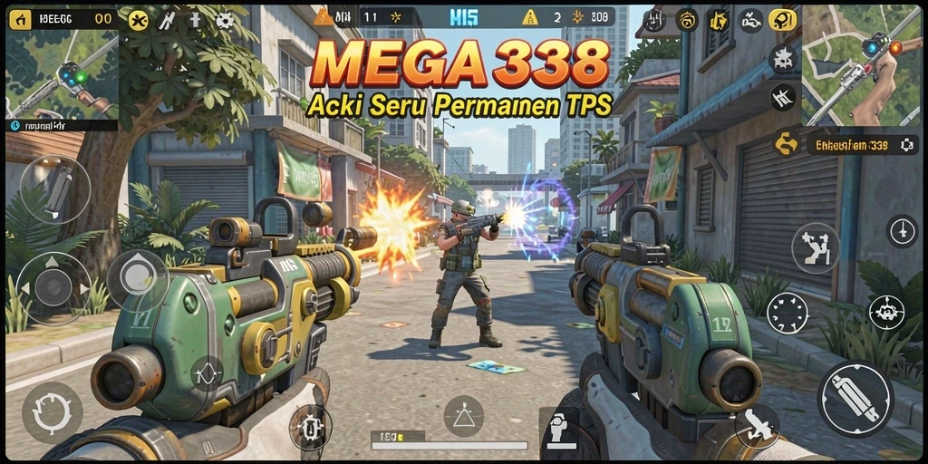 Tampilan gameplay seru di MEGA338 dengan aksi tembak-menembak.