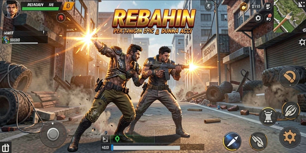 Screenshot REBAHIN menampilkan aksi seru dalam pertarungan.