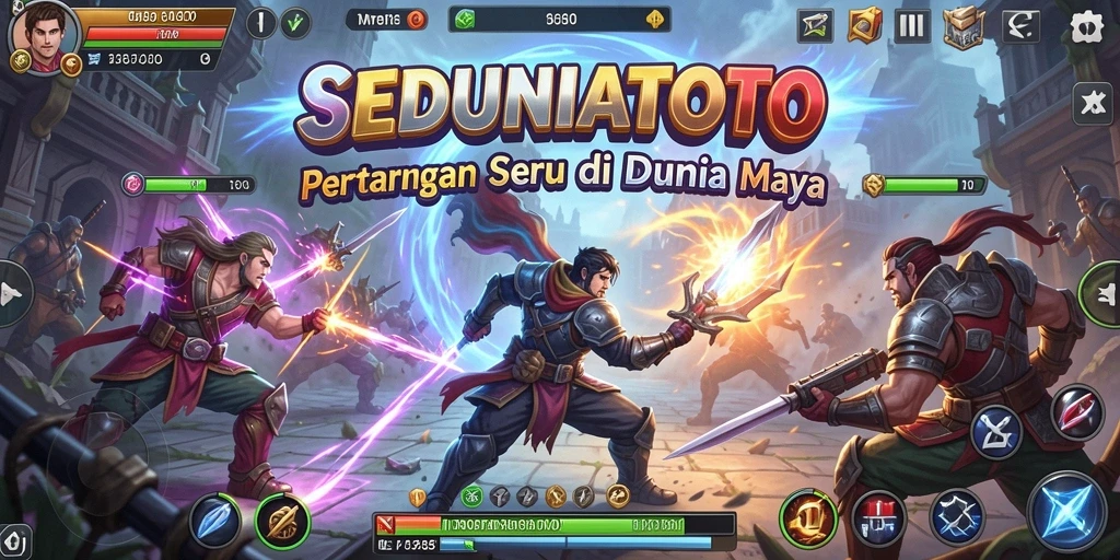 Tampilan gameplay action-packed dalam pertarungan SEDUNIATOTO.