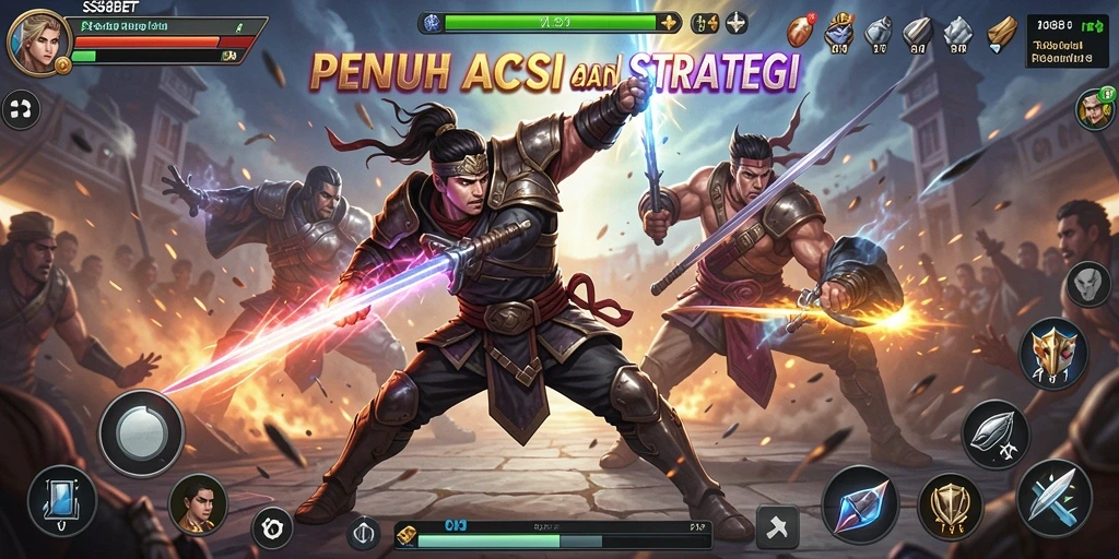 Screenshot utama SS88BET menampilkan pertarungan seru antara karakter.