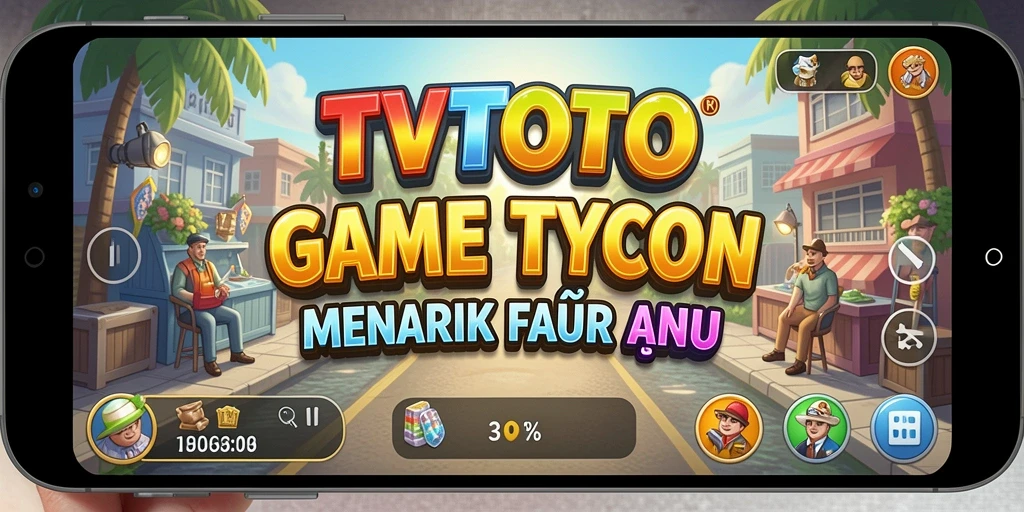 Screenshot gameplay TVTOTO yang menunjukkan tindakan bisnis yang seru.